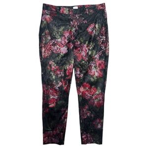 Pearl Georgina‎ Chapman Black Floral Lace Overlay Trouser Pants Size 8